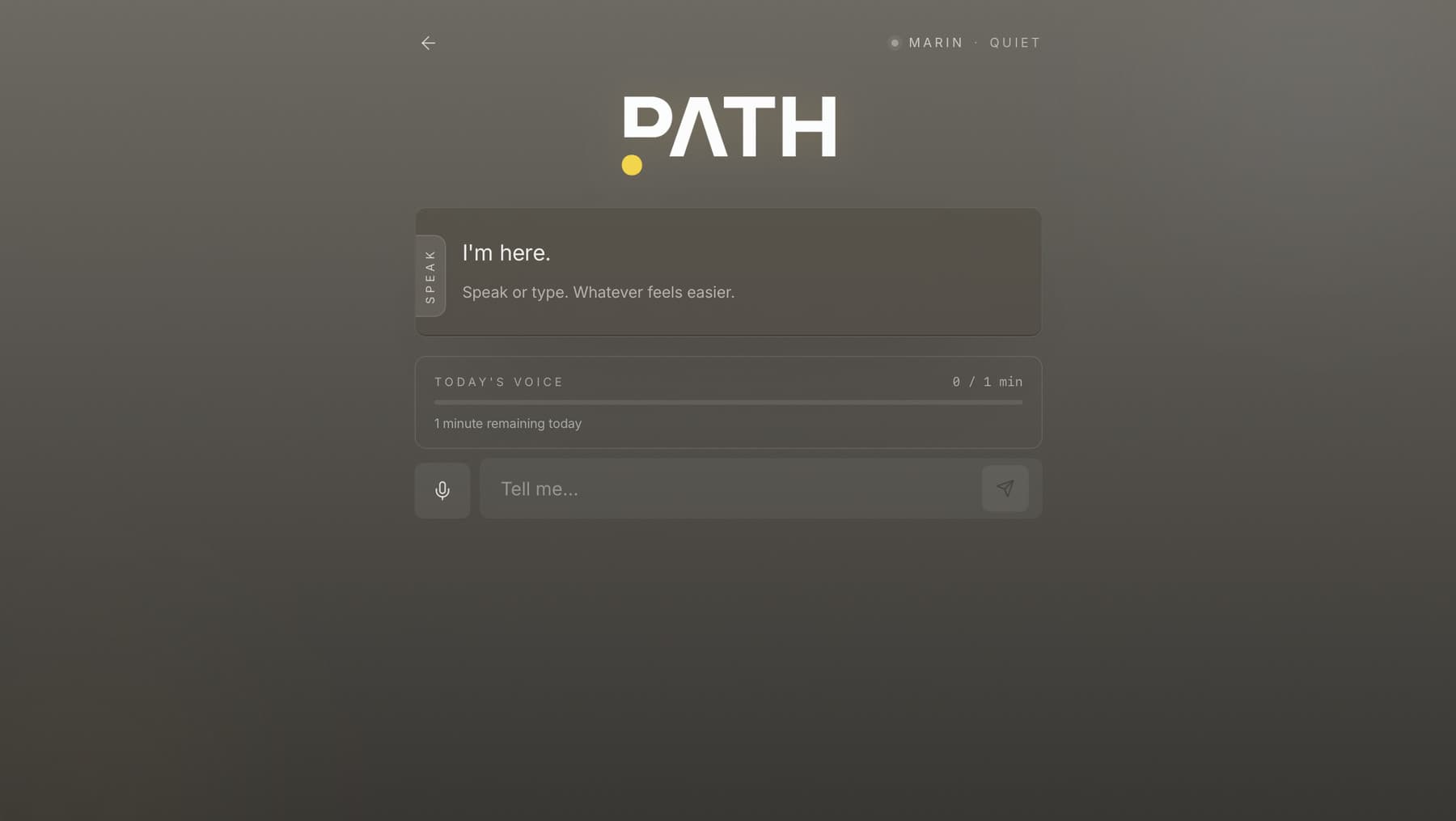 PATH Speak — a quiet conversation screen.