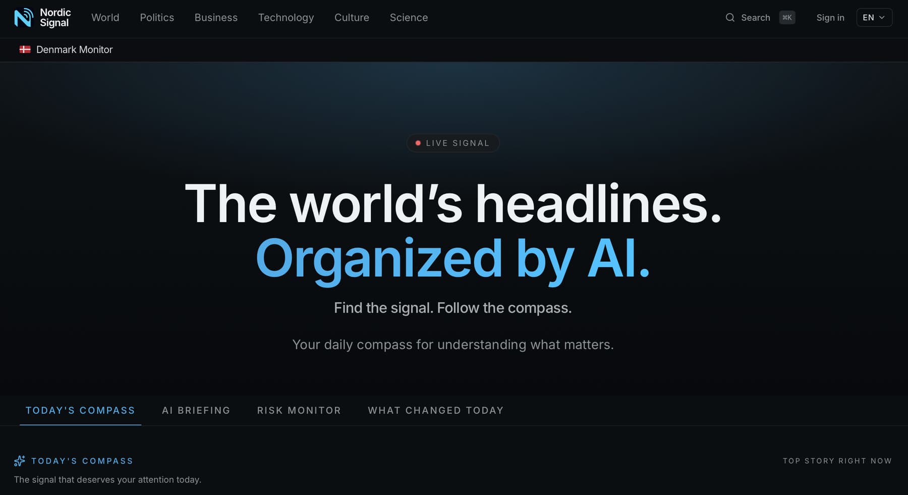 Nordic Signal — The world’s headlines. Organized by AI.