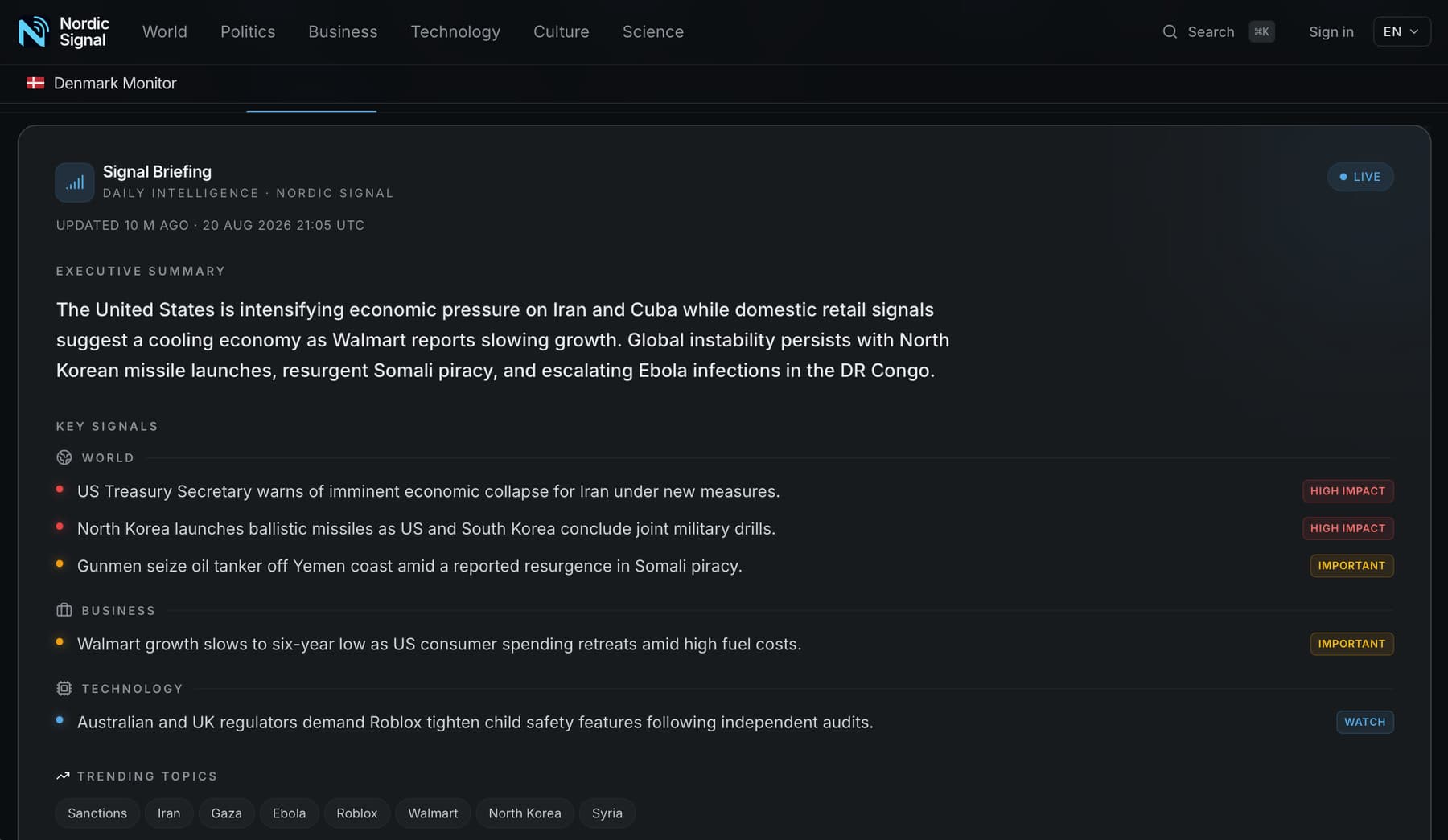 Nordic Signal briefing — daily intelligence.
